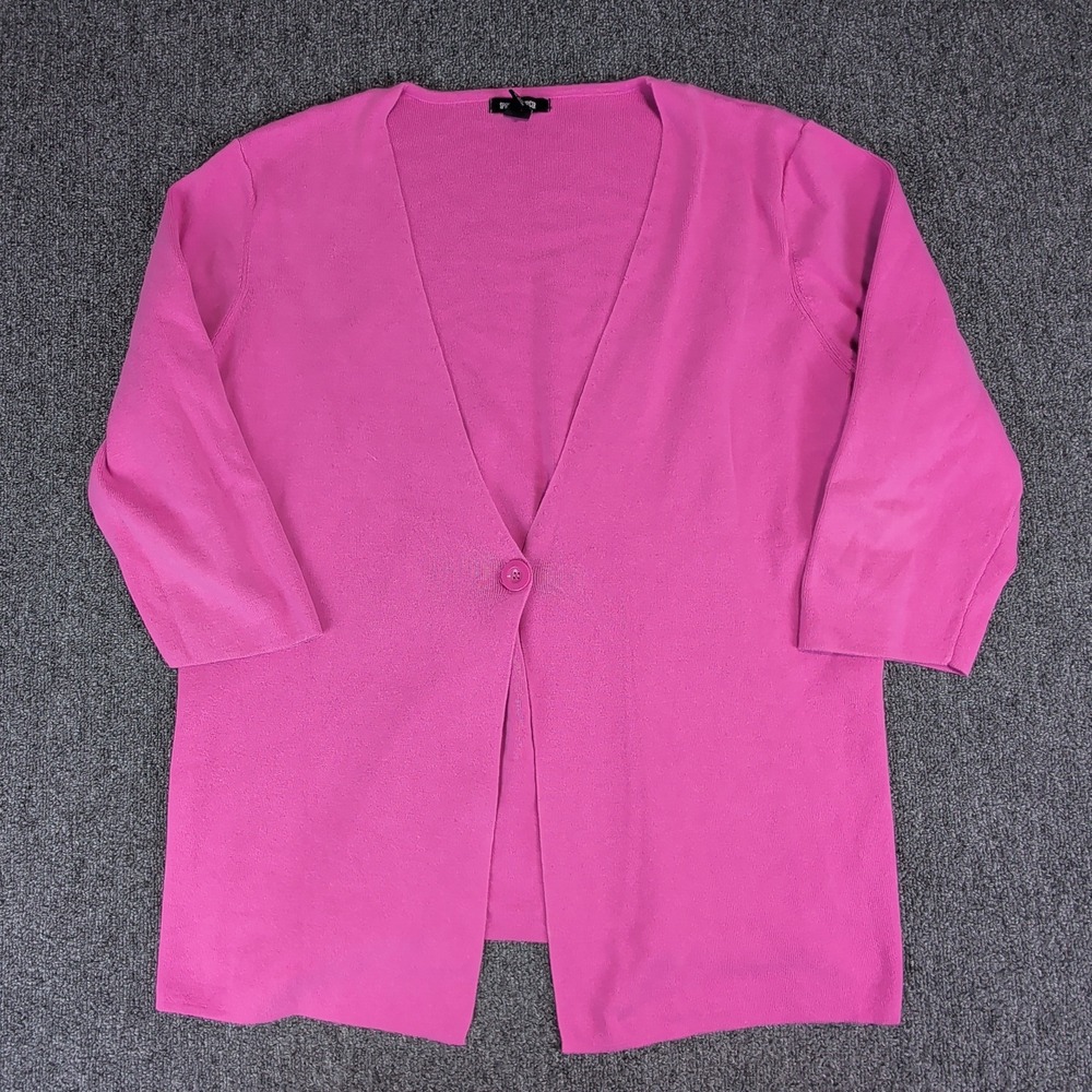 Spring + Mercer Barbiecore Cardigan Women XXL Pink Cotton Blend 3/4 Sleeve Knit
